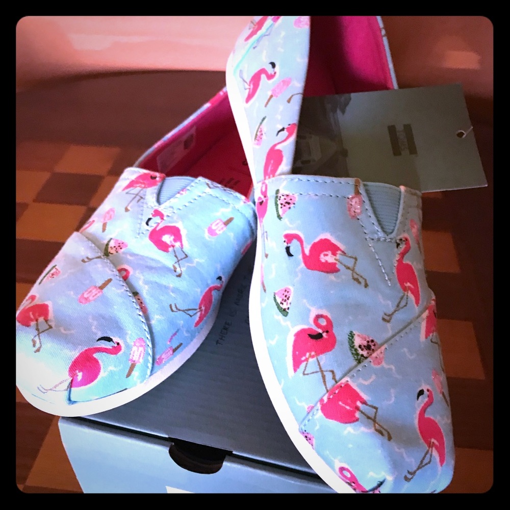 Toms Size 7.5 Flamingo Party Glitter Watermelon